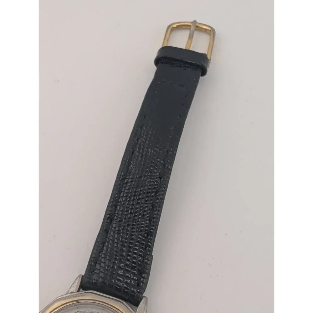 Vintage Gitano Women's Watch 26mm Case Black Leather Band- New Battery